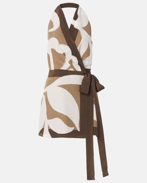 SIR. Portia Printed Silk Satin Wrap Dress - White