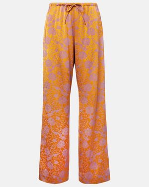 Dries Van Noten Floral Jacquard Wide-Leg Pants - Orange