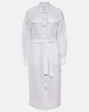 Brunello Cucinelli Striped Shirt Dress - White