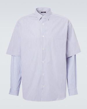Comme des Garçons Layered Striped Cotton Poplin Shirt - Blue