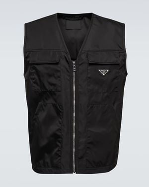 Prada Logo Plaque Zip-Up Gilet - Black