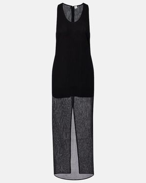 TOTEME Semi-Sheer Cotton And Silk Maxi Dress - Black