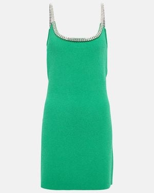 Rabanne Crystal-Embellished Knit Minidress - Green
