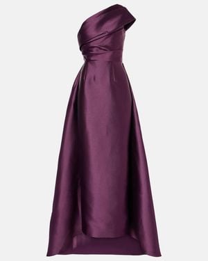 Solace London Alba One-Shoulder Satin Gown - Purple