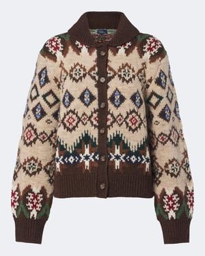 Polo Ralph Lauren Jacquard Wool And Cashmere Cardigan - Brown