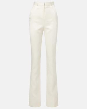 Calvin Klein Lucia High-Rise Wool And Silk Slim Trousers - White
