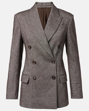 Brunello Cucinelli Wool And Linen-Blend Blazer - Gray