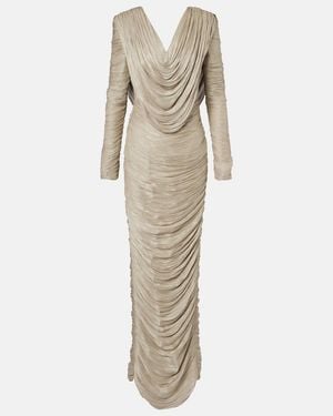 Marmar Halim Draped Pleated Gown - Natural
