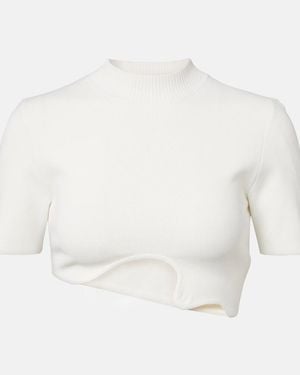 Christopher Esber Maparadita Asymmetric Jersey Crop Top - White