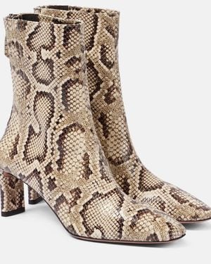 Aquazzura Blade Snake-Effect Leather Ankle Boots - Brown