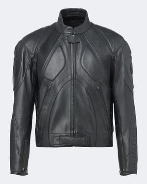 Gucci Bikerjacke Interlocking G Aus Leder - Grau