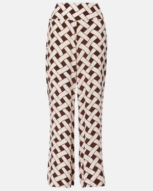 RIXO London Isotta Printed Wide-Leg Pants - White