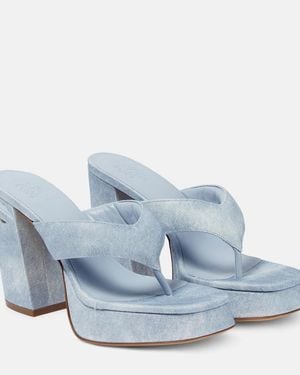 Gia Borghini Gia 17 Uni Denim Platform Thong Sandals - Blue