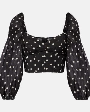 Zimmermann Polka-Dot Crop Top - Black