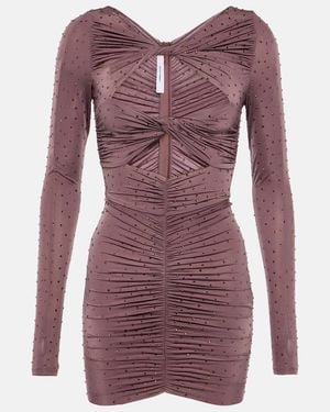 Alex Perry Embellished Cutout Ruched Minidress - Red