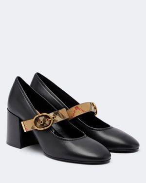 Burberry Pumps Robin Check Aus Leder - Schwarz