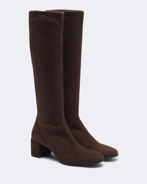 Prada Suede Knee-High Boots - Brown