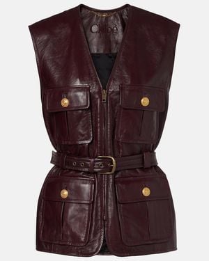 Chloé Belted Leather Vest - Purple