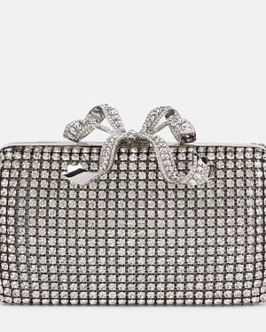 Self-Portrait Bow Small Crystal-Embellished Clutch - Metallic