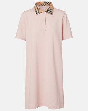 Burberry Check Cotton Polo Dress - Pink