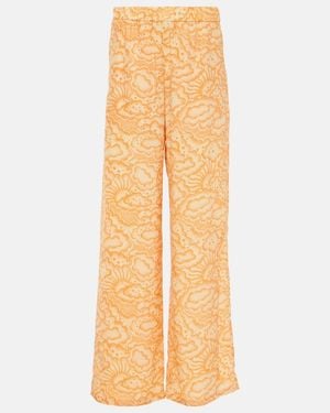 Stella McCartney Mid-Rise Silk Trousers - Yellow