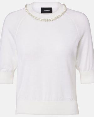 Simone Rocha Embellished Wool And Silk Top - White