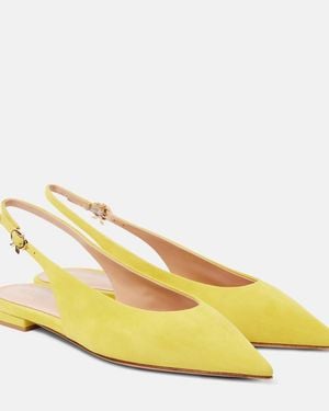 Gianvito Rossi Suede Slingback Flats - Yellow