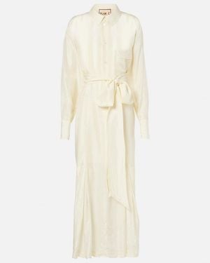 Plan C Belted Silk Shirtdress - Natural