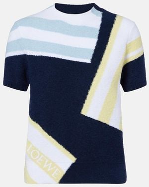 Loewe Intarsia Cotton-Blend Boucle Sweater - Blue