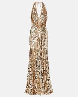 Jenny Packham Mars Gathered Sequined Gown - Metallic
