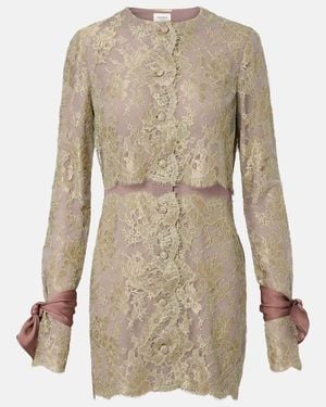 Saint Laurent Silk-Trimmed Lace Minidress - Natural