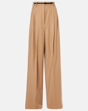 Sportmax Kiens12 Wool-Blend Wide-Leg Trousers - Natural