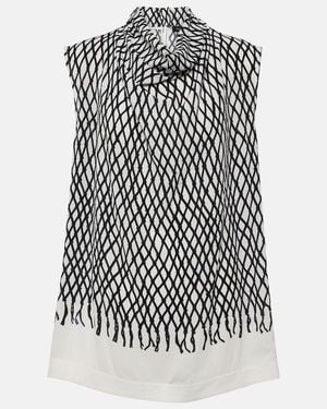 Proenza Schouler Valerie Printed Crepe Top - Black