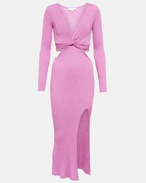 LoveShackFancy Bernette Lurex Cutout Dress - Pink