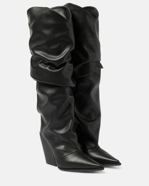 Alexandre Vauthier Faux Leather Knee-High Boots - Black