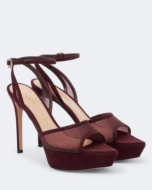 Gianvito Rossi Slingback-Sandalen Aus Mesh Mit Plateau - Rot