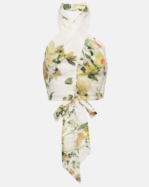 Erdem Floral-print Halterneck Top - White
