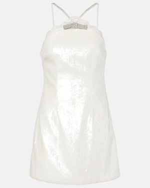 Self-Portrait Bow-Detail Sequined Minidress - White