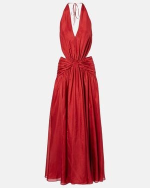 Zimmermann Indra Cutout Draped Silk Maxi Dress - Red
