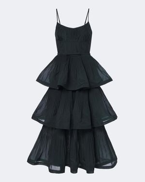 Zimmermann Pleated Tiered Midi Dress - Black