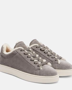 Tod's Classic Shearling-Lined Suede Sneakers - Grey