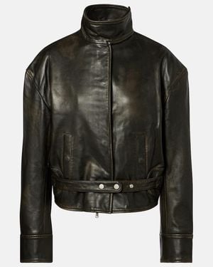 Christopher Esber Burnished Eddie Leather Bomber Jacket - Black