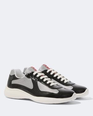 Prada Patent Leather-Blend America's Cup Trainers - Grey