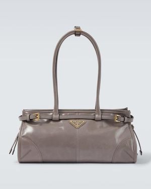 Prada Bonnie Medium Leather Shoulder Bag - Grey