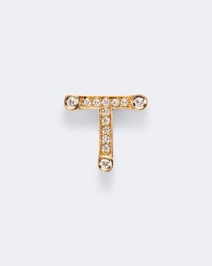Sophie Bille Brahe Einzelner Ohrring Initial Petite T Aus 18Kt Gelbgold Mit Diamanten - Weiß
