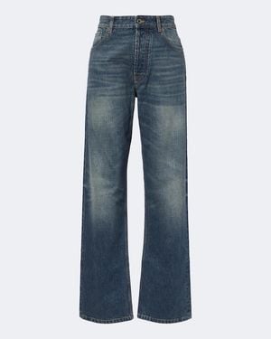 Miu Miu Jeans Rectos Desgastados - Azul