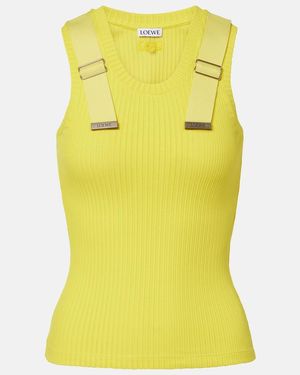 Loewe Ribbed-Knit Cotton-Blend Tank Top - Yellow