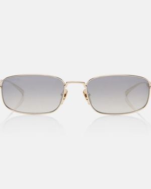Gucci Bamboo Crystal-Embellished Rectangular Sunglasses - Gray