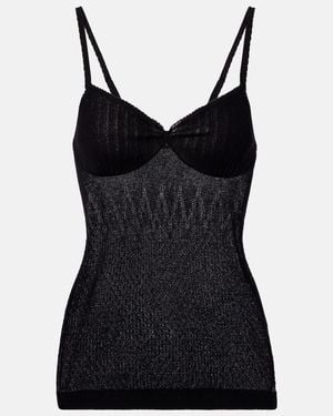 Victoria Beckham Knitted Cotton-Blend Camisole - Black