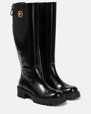 Versace Patent Leather Knee-High Boot - Black
